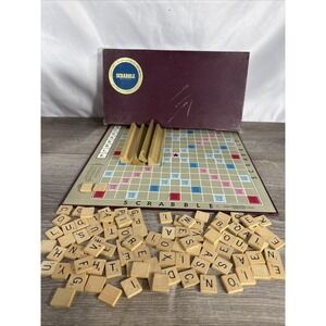 Vintage 1953 SCRABBLE Board Game Selchow & Righter 99 Wood Tiles